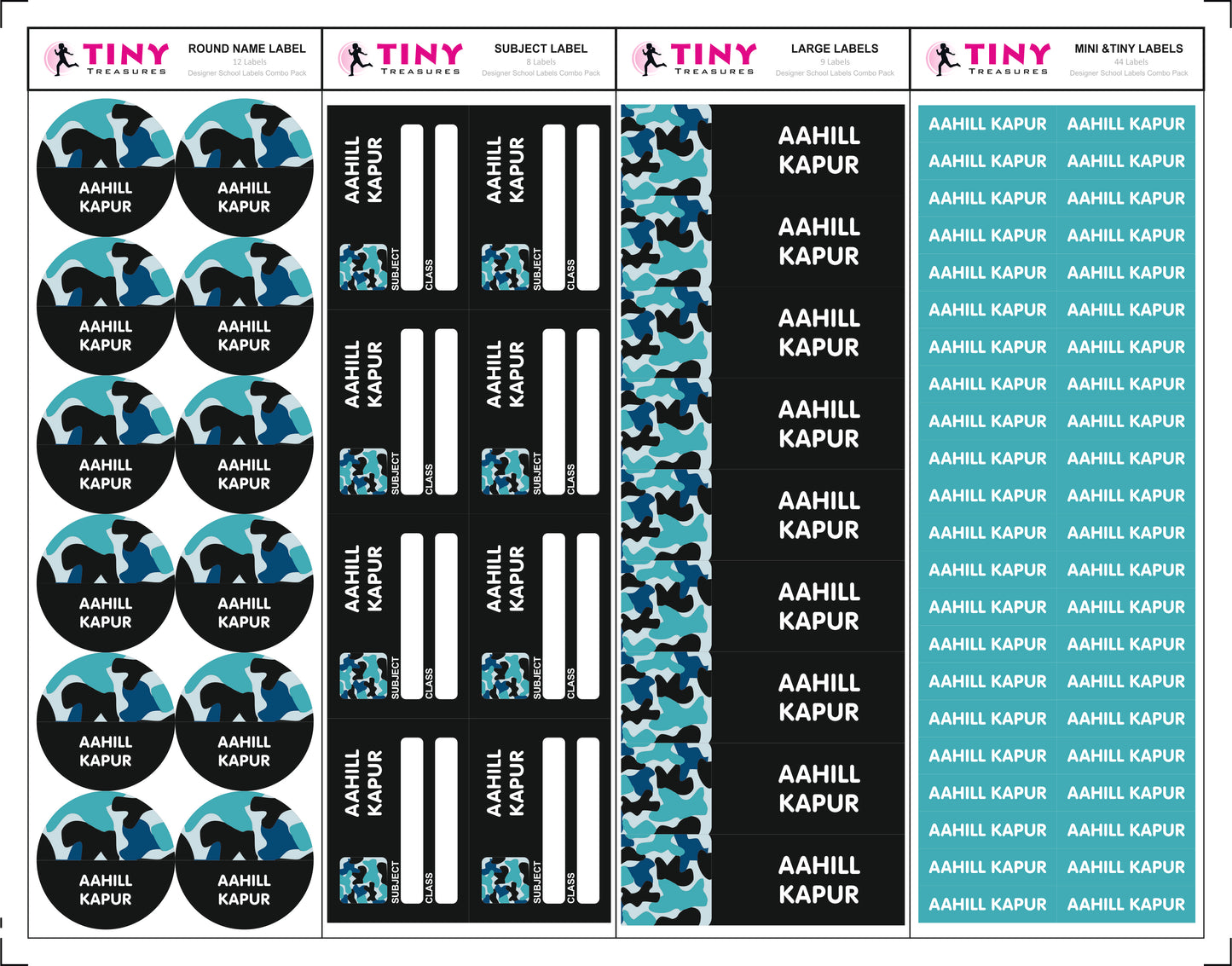 Designer School Labels Combo - 200+ School Labels