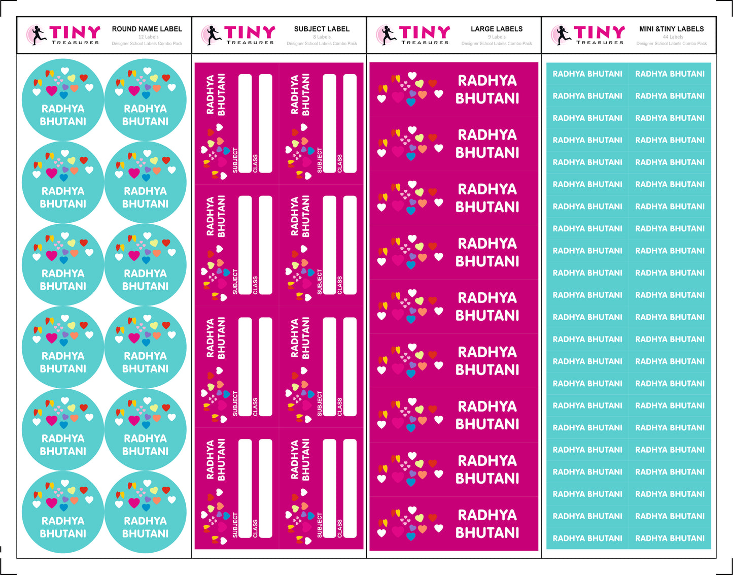 Designer School Labels Combo - 200+ School Labels