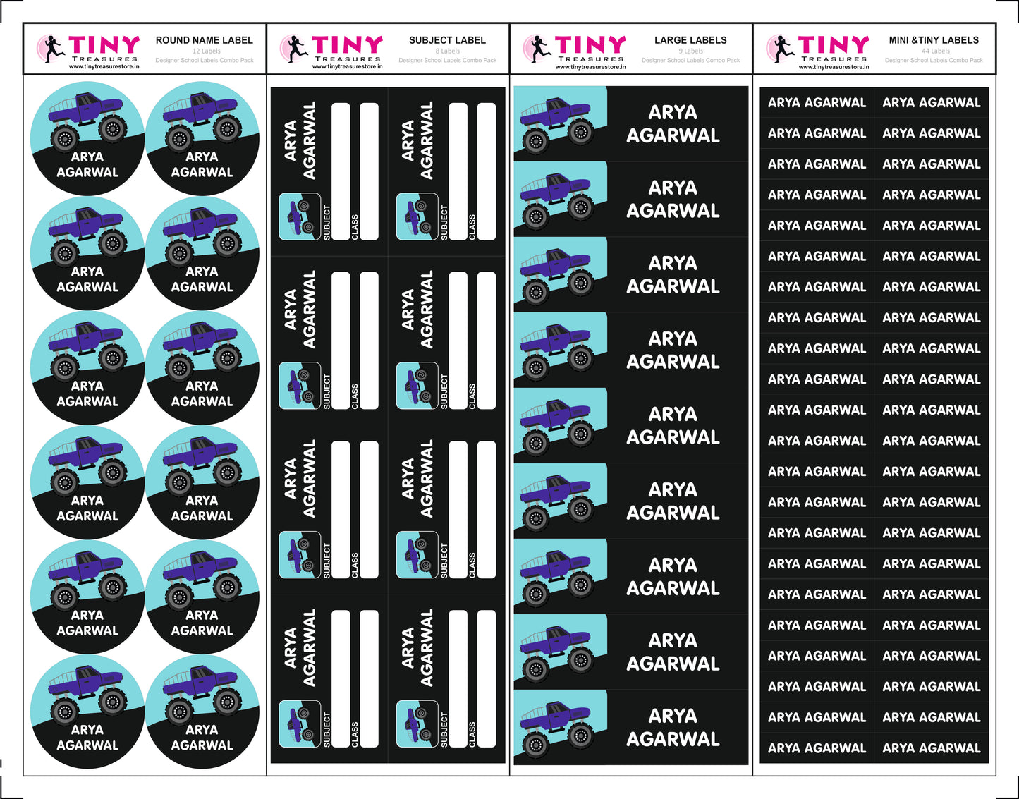 Designer School Labels Combo - 200+ School Labels
