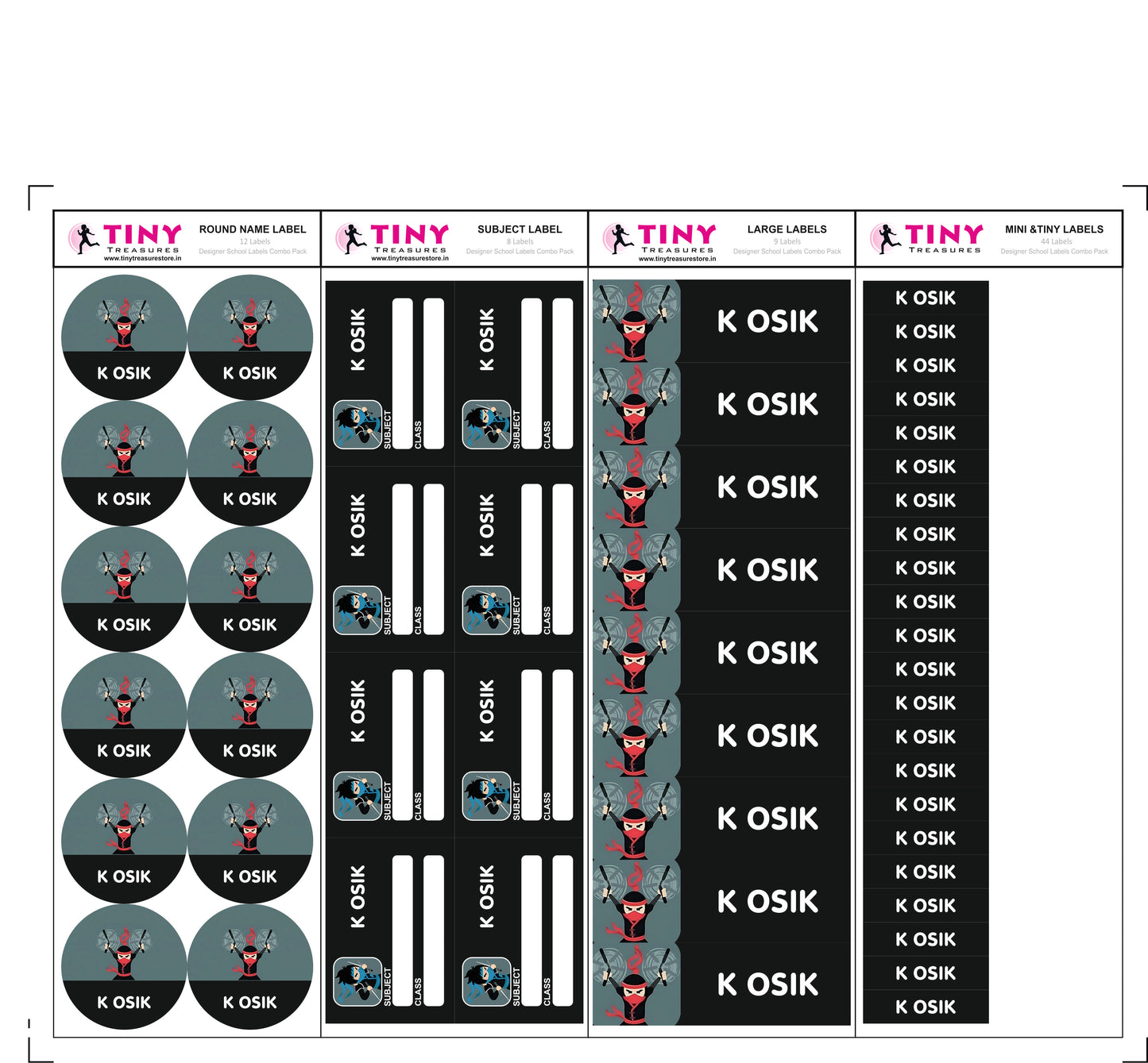Designer School Labels Combo - 200+ School Labels