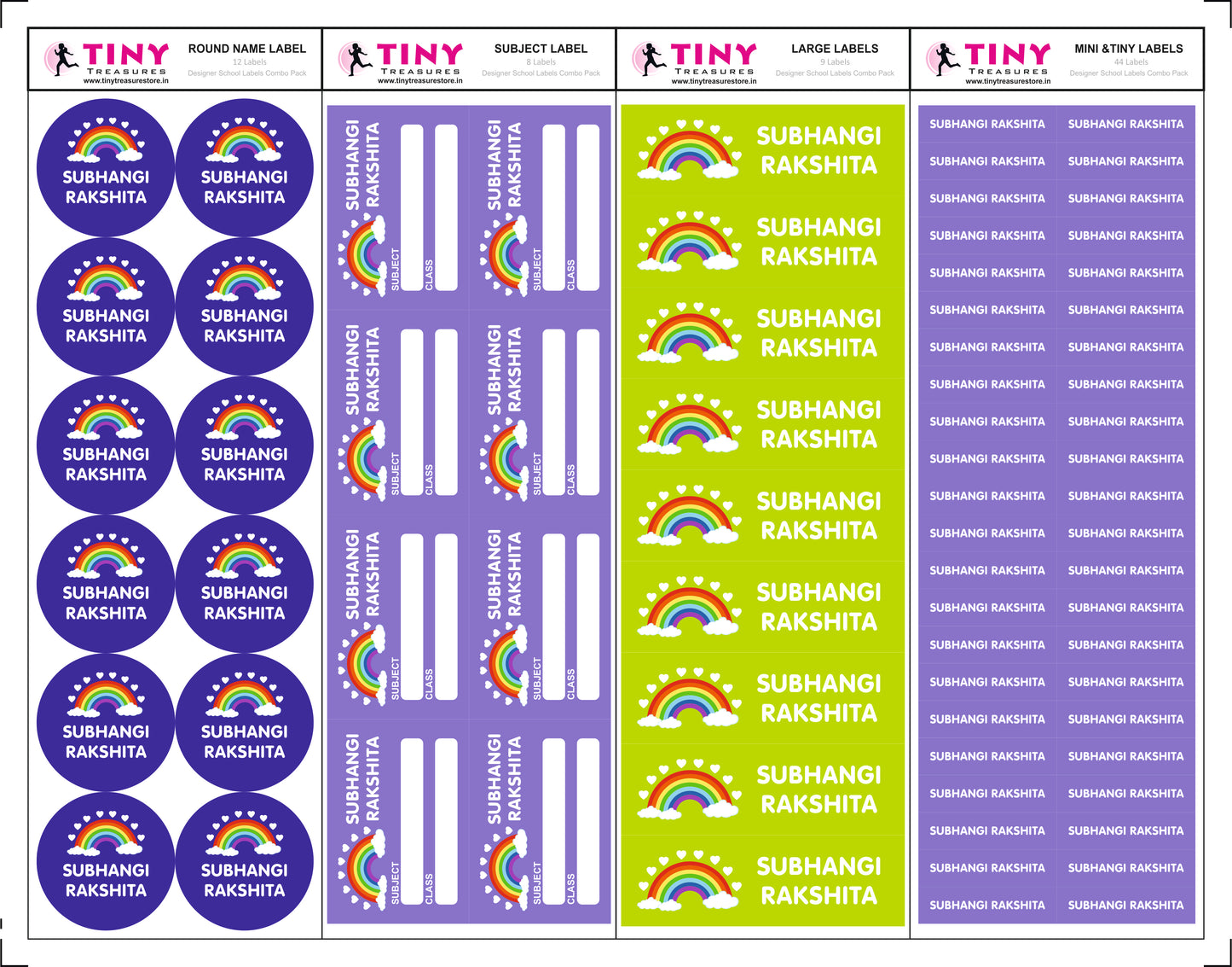 Designer School Labels Combo - 200+ School Labels