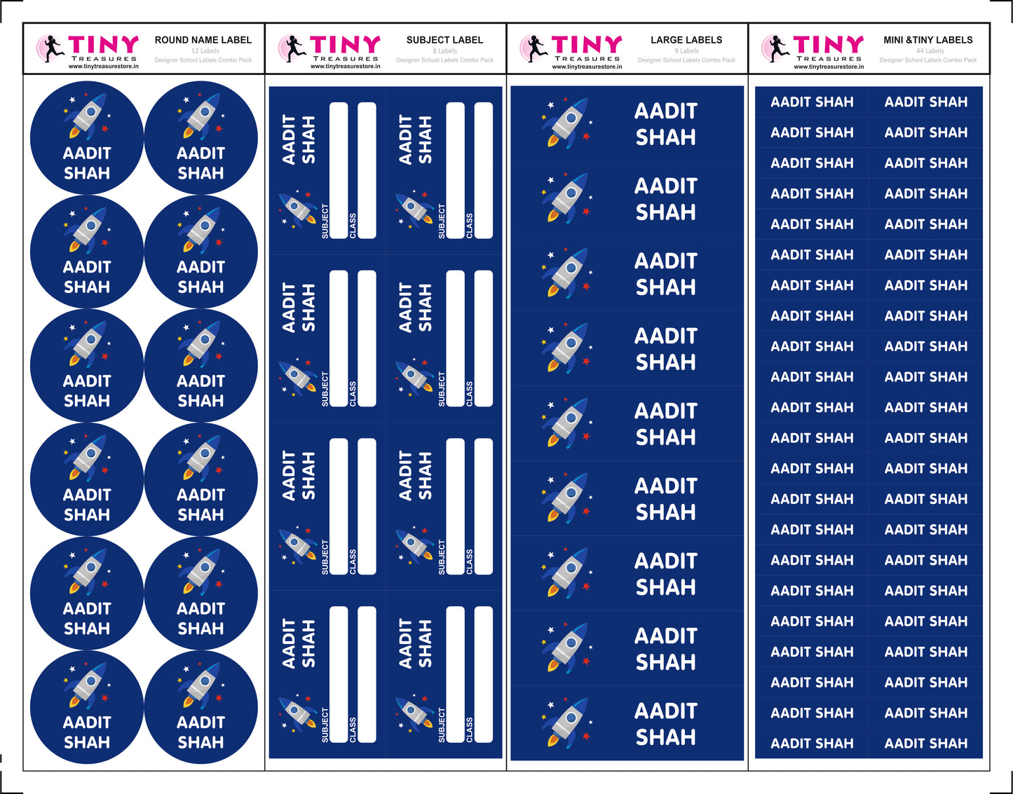 Designer School Labels Combo - 200+ School Labels