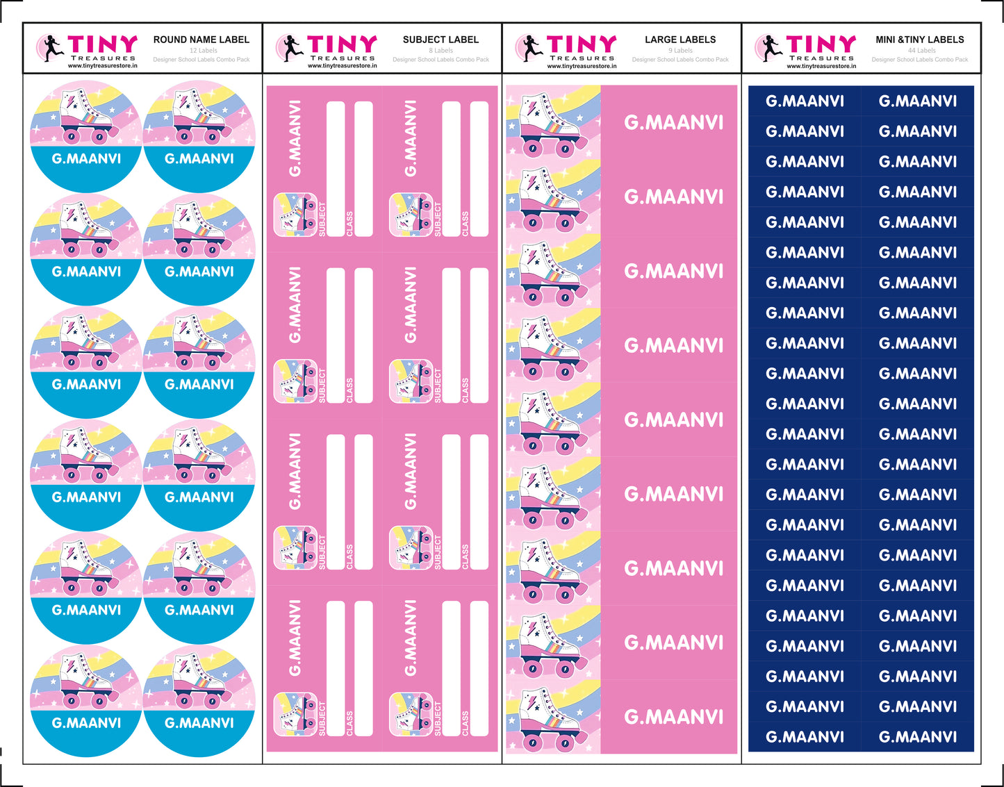 Designer School Labels Combo - 200+ School Labels