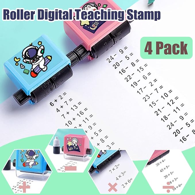 Math Roller Stamp Set Of 4 Stamps Tiny Treasures