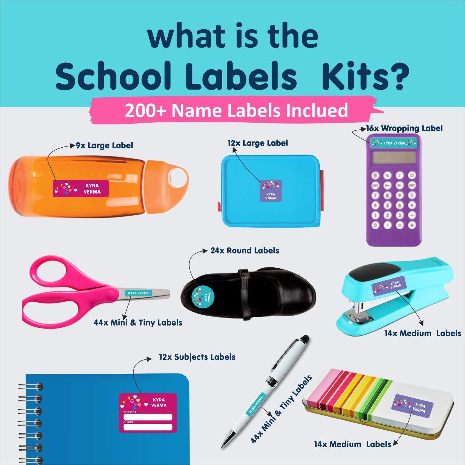 Designer School Labels Combo 200+ School Labels Tiny Treasures