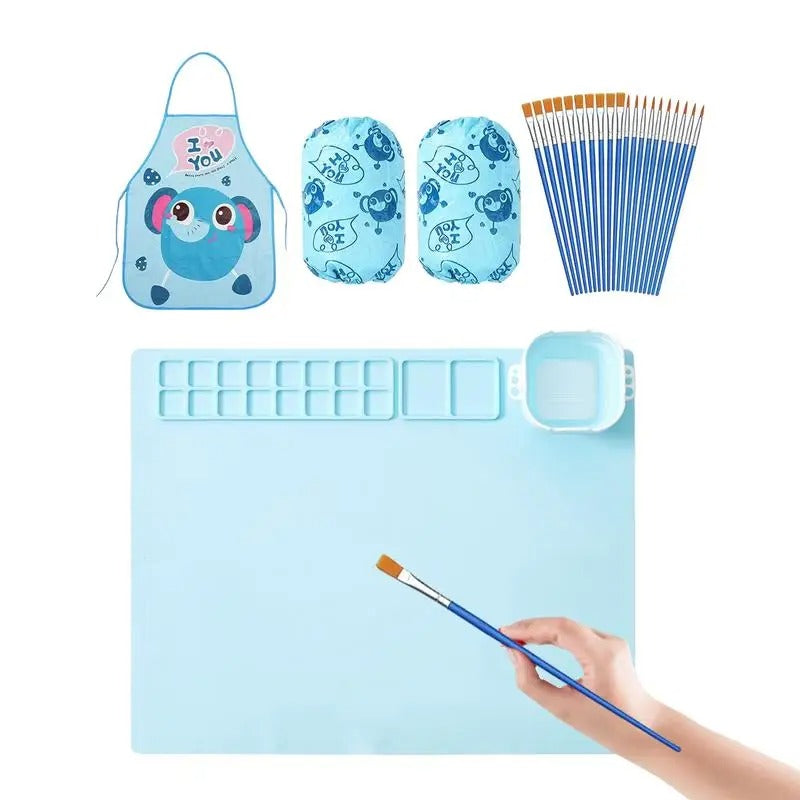 Painting Station with Brush Rinser