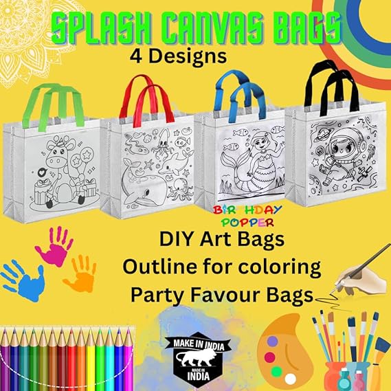 Birthday Popper DIY Coloring Bags - Set Of 12 Bags