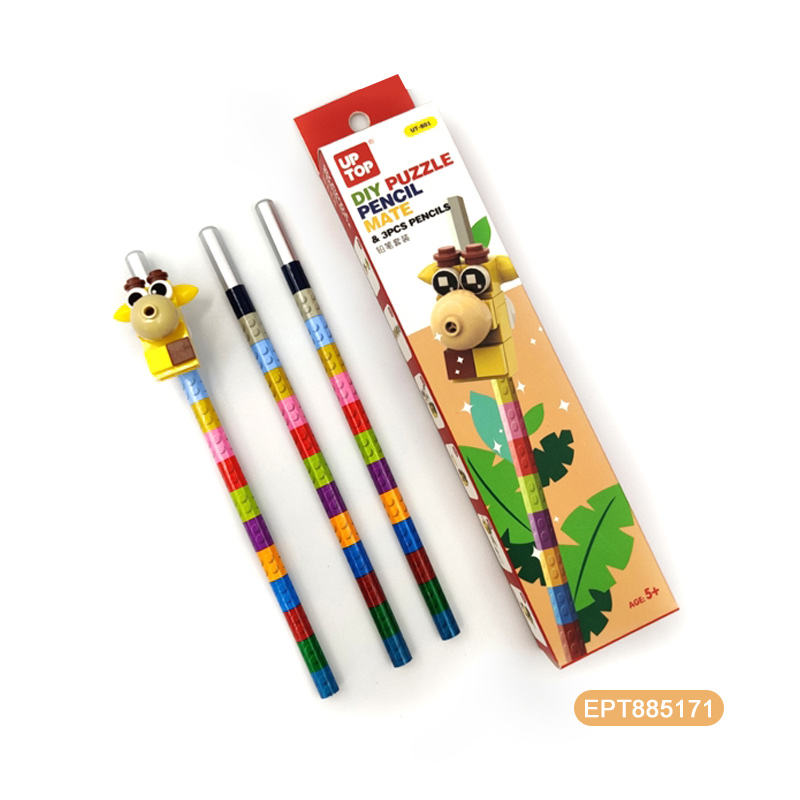 DIY Puzzle Pencil With Lego Topper - Set of 6 Packs