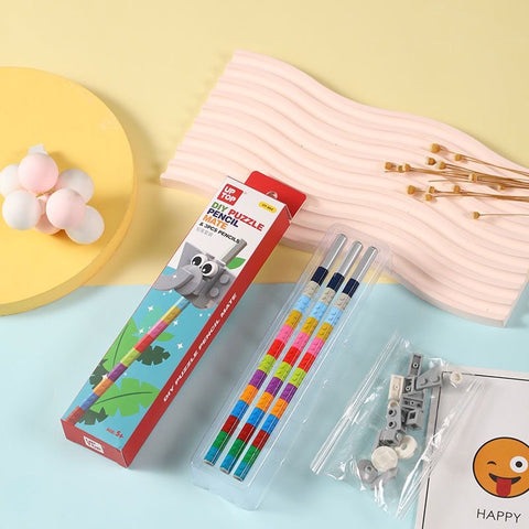 DIY Puzzle Pencil With Lego Topper - Set of 6 Packs